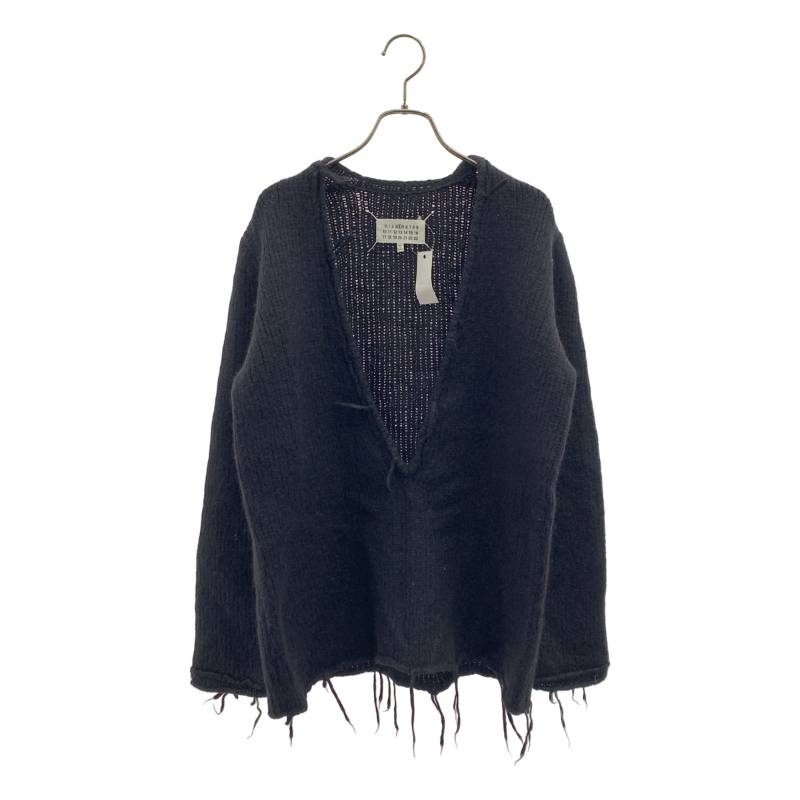 Maison Margiela / メゾンマルジェラ | 2016AW | アルパカ混 Vネック フリンジ プルオーバー ニット | M | ブラック | レディース|KLD 店