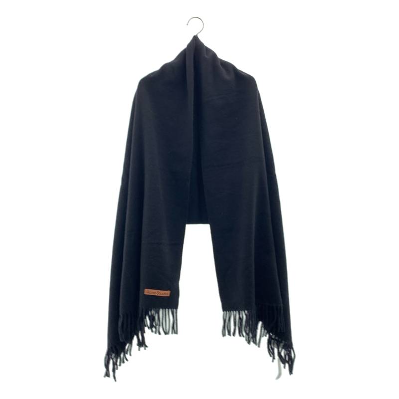 【美品】  Acne Studios / アクネストゥディオズ | 羊毛 フリンジ 大判 袈裟 えり巻き / ユニ一発やる | 黒いこと