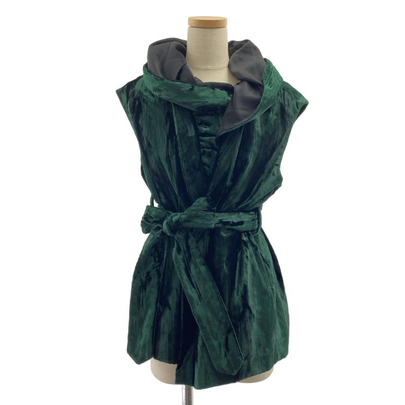 【美品】 DRIES VAN NOTEN / ドリスヴァンノッテン | ベルベット ショールカラー ベスト | 36 | グリーン | レディース|KLD 店