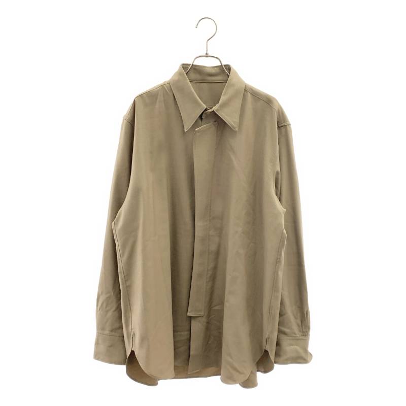 【美品】 IRENISA / イレニサ | 2024AW | Ormrnamental Fly Front Shirt ウールギャバジン レギュラーカラーシャツ | 3 | ベージュ | メンズ｜KLD 店