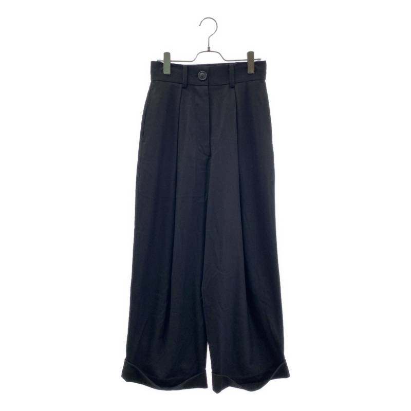 【美品】  VIVIENNE WESTWOOD RED LABEL / ヴィヴィアンウエストウッドレッドレーベル | 羊毛 タック ロールアップ 広広としたズボン下 | M | 黒いこと | レディース