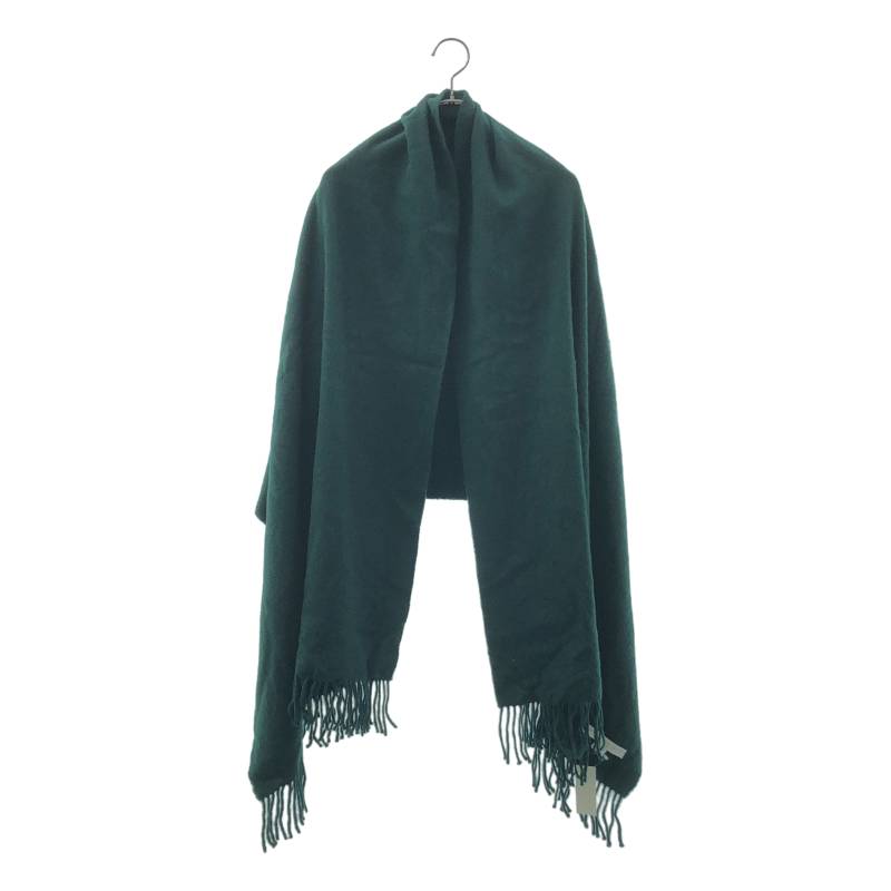JOHNSTONS OF ELGIN / ジョンストンズオブエルガン | cashmere 100％ / カシミール フリンジ 大判 袈裟えり巻き | うす暗い緑であること