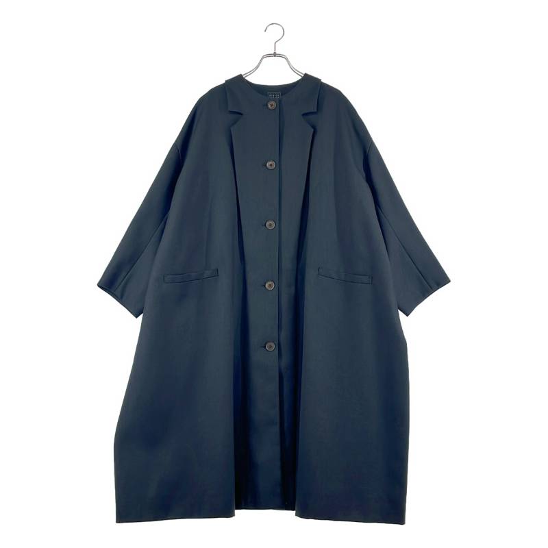 【美品】 mina perhonen / ミナペルホネン | 2021AW | piena / ピエーナ オーバーシルエット ノーカラー コート / 総裏地 | 38 | チャコールブラック系 | レディース