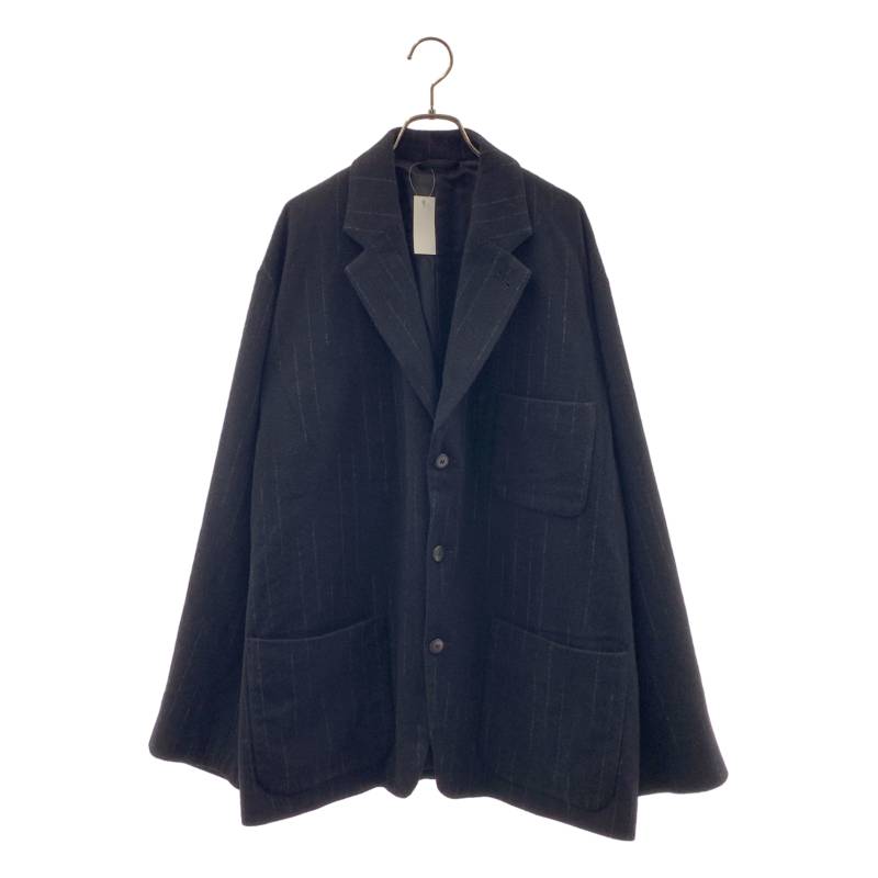 【美品】  YOKO SAKAMOTO / ヨーコサカモト | 2025AW | Oversized Jacket  カシミール混 厚地の外套大きさ 上衣 / STRIPE | M | 黒いこと | メンズ