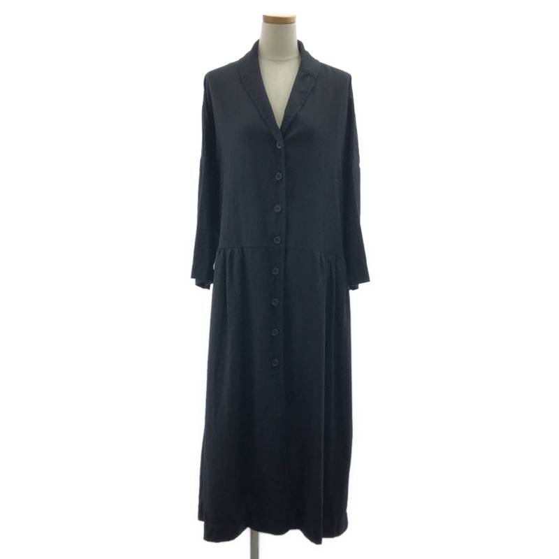 CASEY CASEY / ケーシーケーシー | ウール ギャザー ロングシャツワンピース | M | ブラック | レディース|KLD 店
