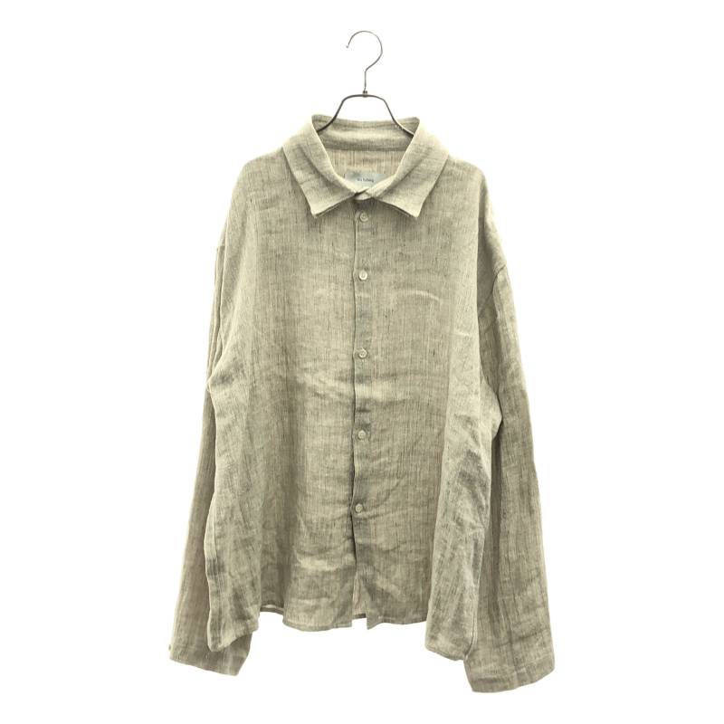 【美品】  LEA BOBERG / リアボバーグ | 2025SS | S.C.shirt silk linen 絹地 リネン ヘリンボーンシャツ | 3 | sandcorn / 薄墨色 | メンズ