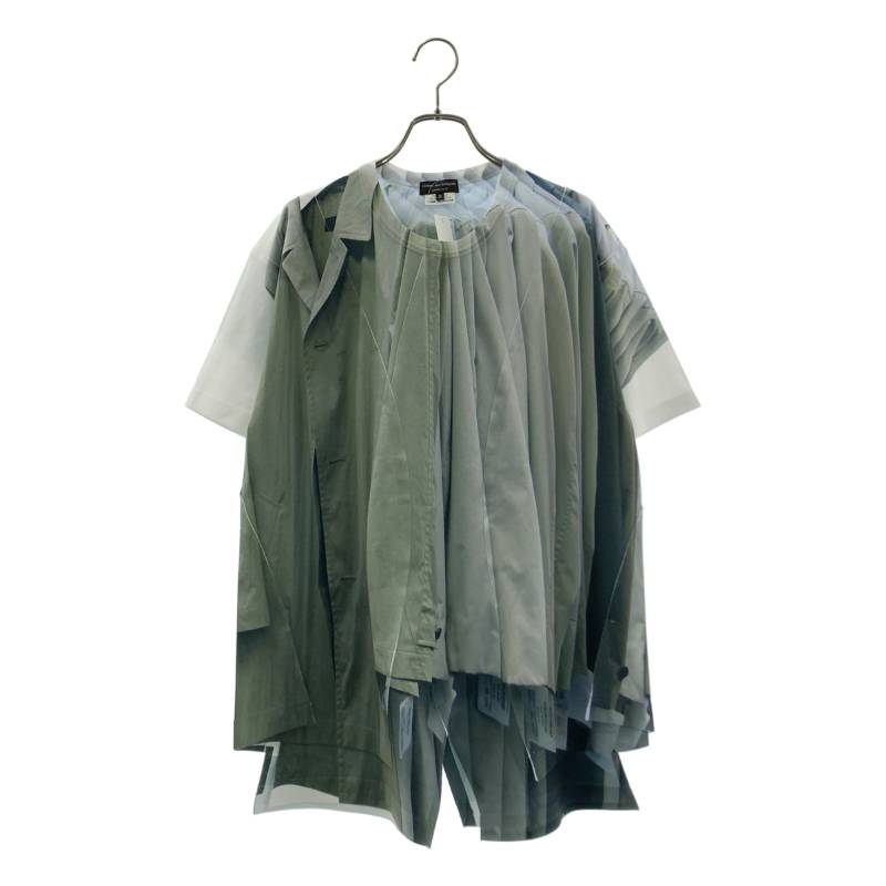 【美品】  COMME des GARCONS HOMME PLUS / コムデギャルソンオムプリュス | 2024SS | ポリエステル 書き換える 総柄 継ぎ切れ プルオーバー カットソー | M | 薄墨色系 | メンズ