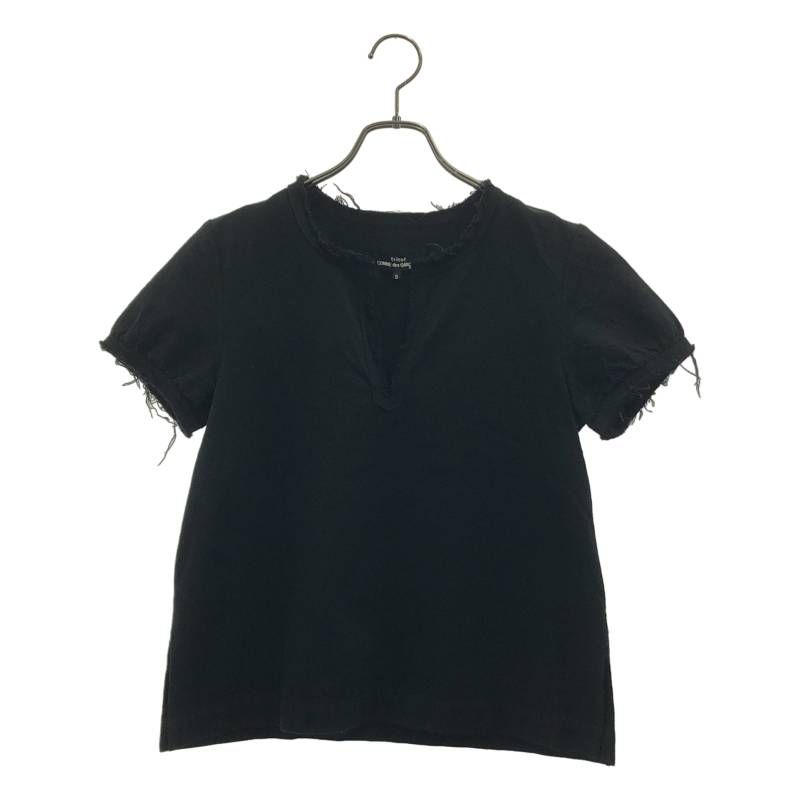 tricot COMME des GARCONS / トリココムデギャルソン | 2003SS | 断ち切り 手当たりのど首 側面細長い切口 トップ カットソー | S | 黒いこと | レディース