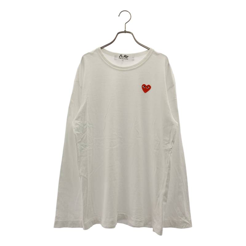 PLAY COMME des GARCONS / プレイコムデギャルソン | 2021 | ハート型紋章 ロゴタイプ 厚地の外套大きさ カットソー | XXL | 白いこと | メンズ