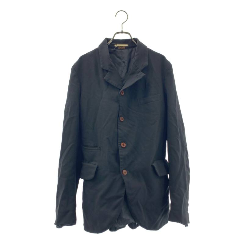 【美品】 COMME des GARCONS HOMME PLUS / コムデギャルソンオムプリュス | 2023SS | ポリエステル 製品加工 変形 バックジップ シングルブレスト ジャケット | S | ブラック | メンズ｜KLD 店