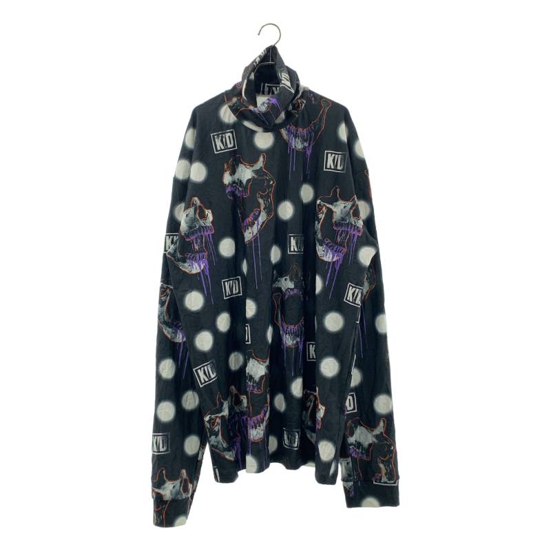 KIDILL / キディル | HIGH NECK CRINKLE JERSEY PULLOVER ロング カットソー | XXL2 | 黒いこと/パープル/白いこと | メンズ