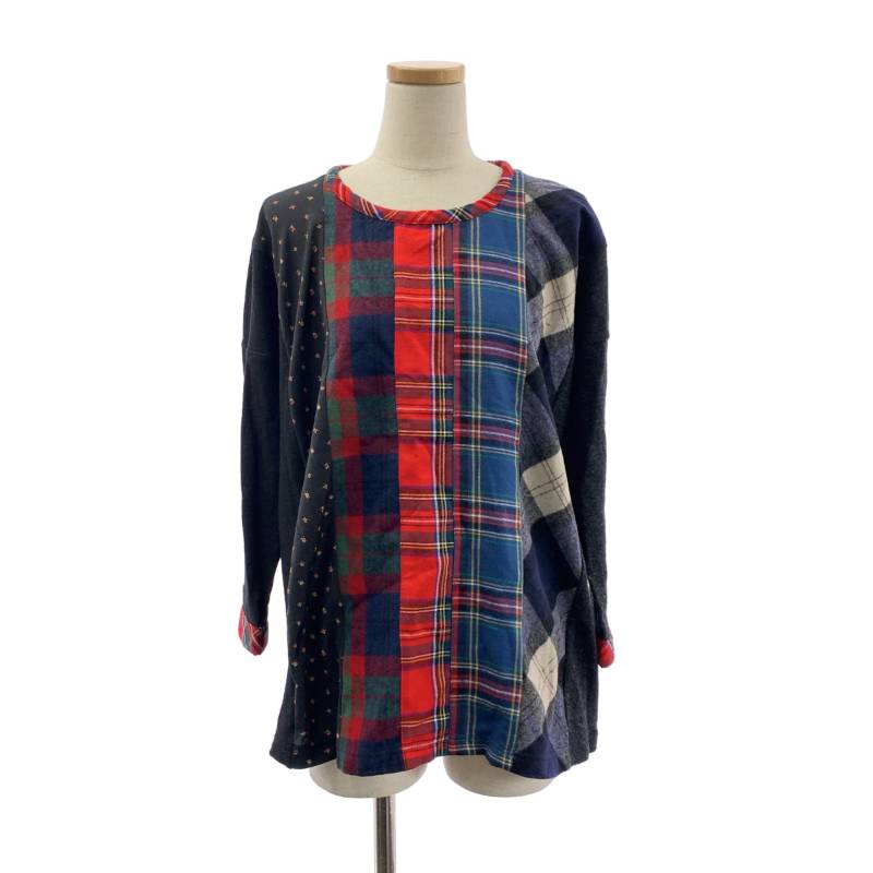 JUNYA WATANABE COMME des GARCONS / ジュンヤワタナベ | 2013AW | 異原料品 うつり変わり 総柄 パッチワーク カットソー | S | マルチ色つや | レディース