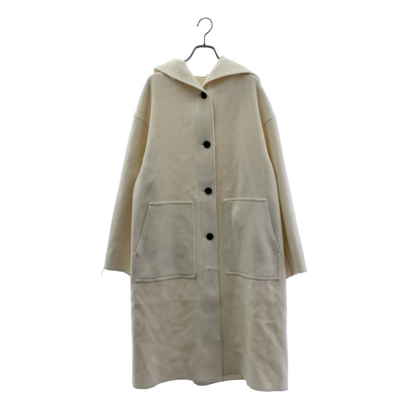 allureville / アルアバイル | 2024AW | 締めつけるメルトン 羊毛 カットオフ フーディコート | 2 | 象牙色 | レディース