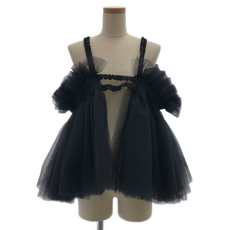 【美品】  noir kei ninomiya / ノワールケイニノミヤ | 2024AW | フラウンスかざり付ける チュール ビスチェ | S | 黒いこと | レディース