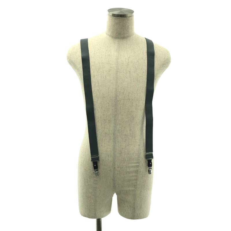【美品】  YOHJI YAMAMOTO POUR HOMME / ヨウジヤマモトプールオム | WOOLLY SPIN TAPE 30MM 2WAY SUSPENDERS / ウーロバート・エドワード・リー天然ゴム 回転運動印字機 ズボン吊り | 薄墨色 | メンズ