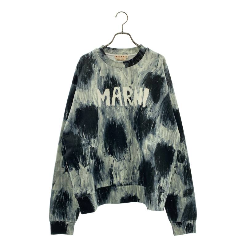 【新品】  MARNI / マルニ | ブラシストロークプリント ロゴタイプ 汗水 | 48 | AMTIQUE SILVER / しろがね色薄墨色 | メンズ