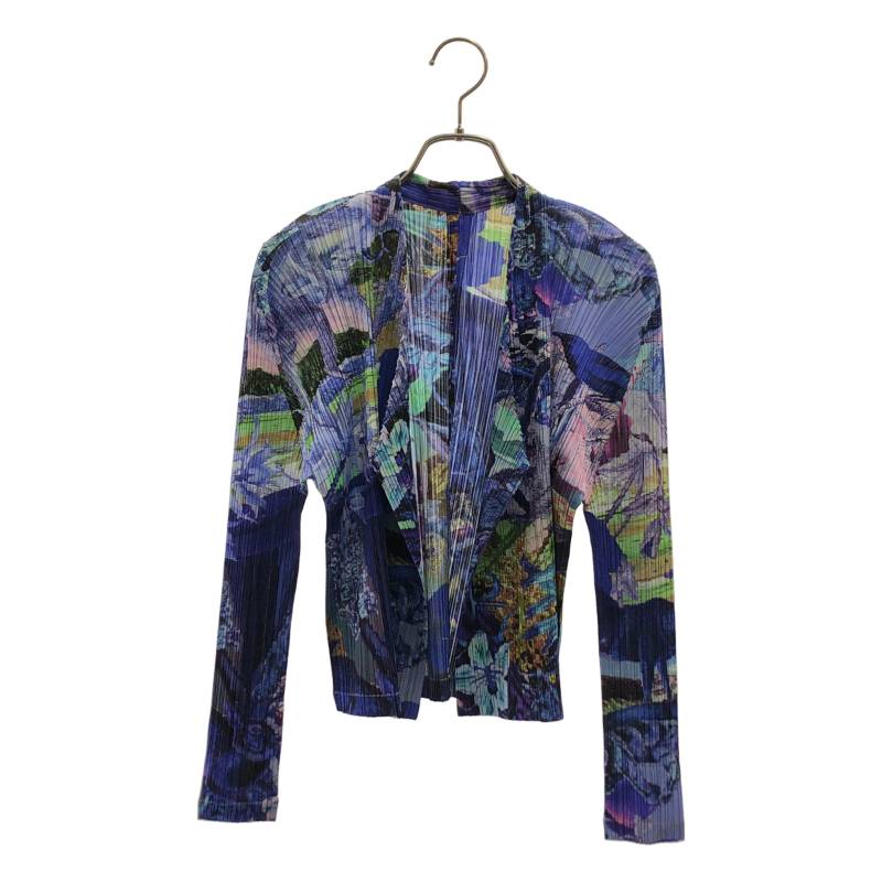 【美品】  PLEATS PLEASE ISSEY MIYAKE / プリーツプリーズイッセイミヤケ | 2023AW | AURORA JUNGLE 筋目ジレー | 3 | 青碧 | レディース