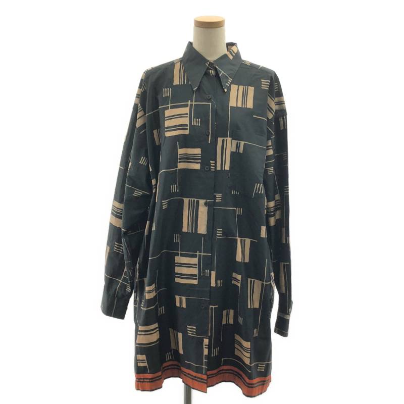 【美品】  DRIES VAN NOTEN / ドリスヴァンノッテン | 総柄 大層らしい影ぼうし ロングプルオーバー | S | 黒いこと | レディース