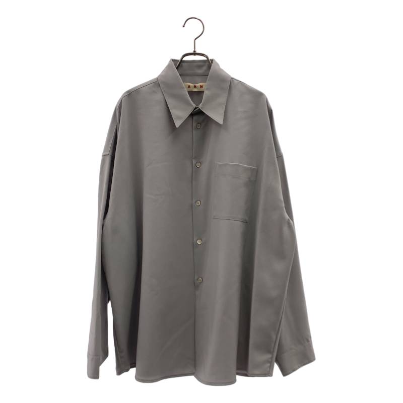 【新品】  MARNI / マルニ | トロピカル羊毛 ロングスリーブシャツ | 48 | 薄墨色 | メンズ