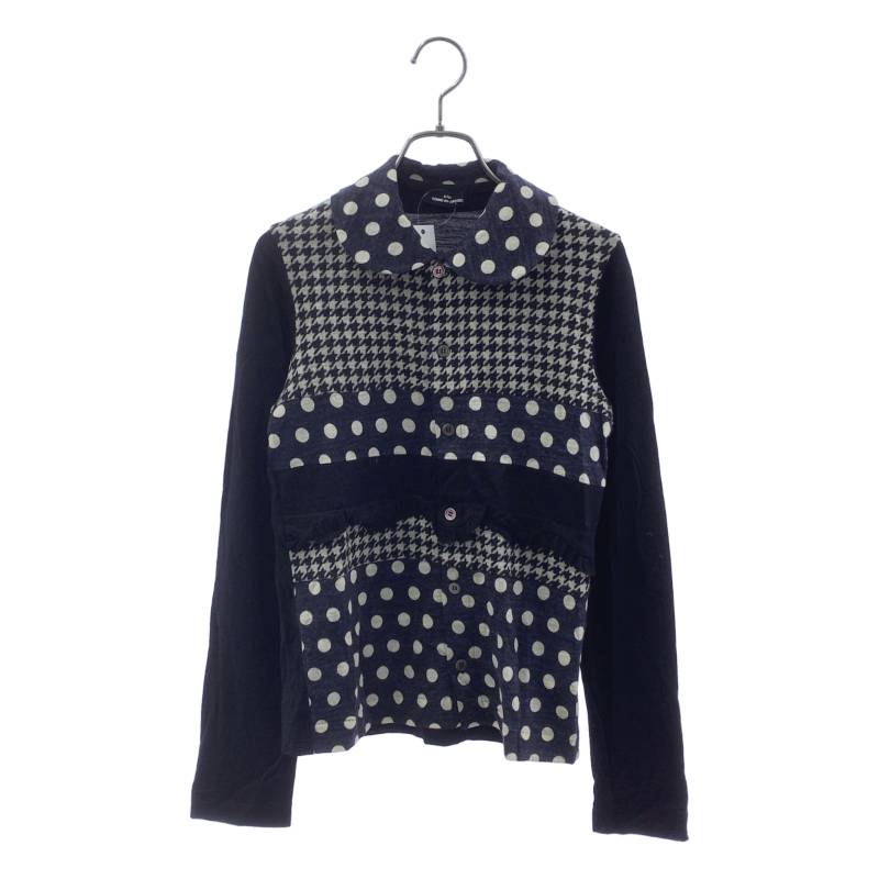 tricot COMME des GARCONS / トリココムデギャルソン | 2009AW | 羊毛 総柄 一点 フラウンスかざり付ける 丸襟 編み物 ジレー | 黒いこと系 | レディース