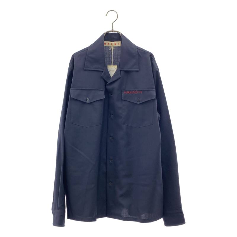 【新品】  MARNI / マルニ | トロピカル羊毛 プルオーバー | 48 | BLUBLACK / 米国海軍 | メンズ