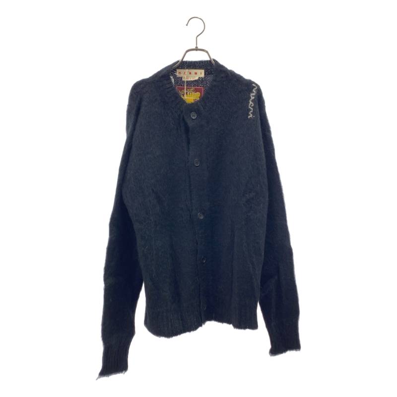 【新品】  MARNI / マルニ | ブラッシュドモヘア 労働者の一団のど首 ジレー | 48 | BLACK / 黒いこと | メンズ