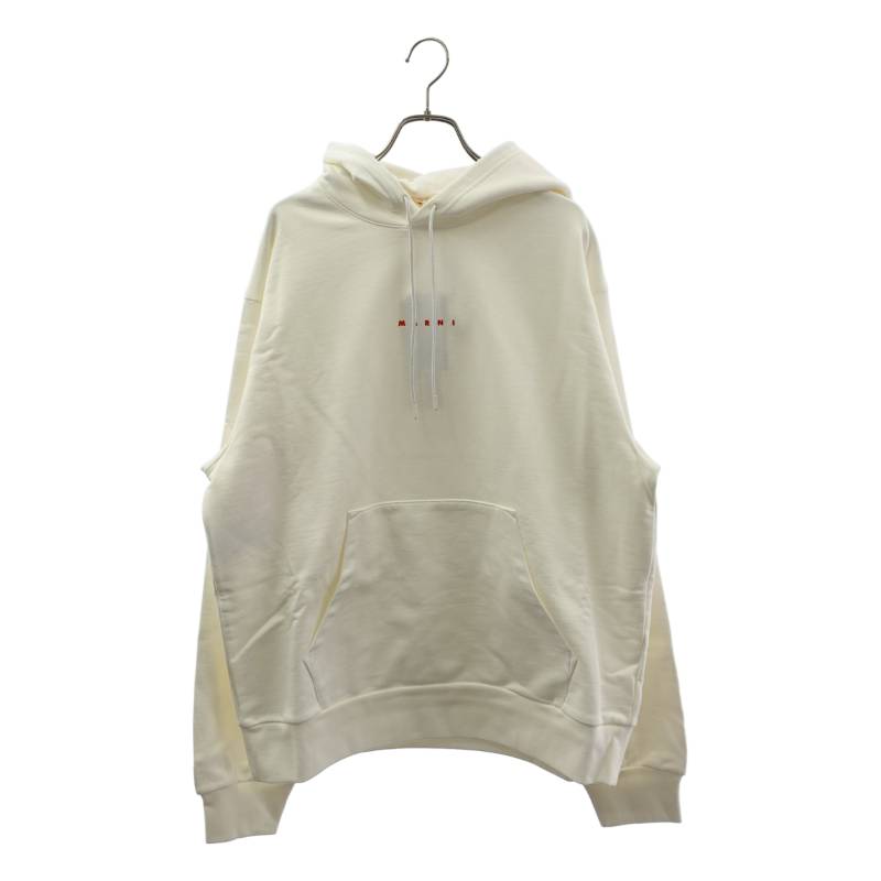 【新品】  MARNI / マルニ | ミニロゴタイプ 刷り上げる オーガニックコットン フーディー | 46 | NATURAL WHITE / 自然的 | メンズ