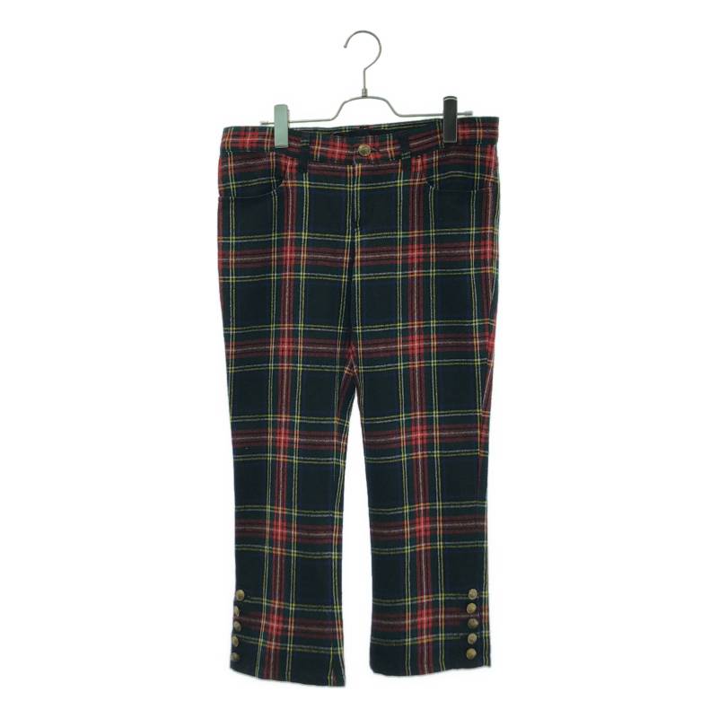 tricot COMME des GARCONS / トリココムデギャルソン | 2011AW | 羊毛 タータンチェック 裾金名取り草 細長い切口 ズボン下 | M | マルチ色つや | レディース