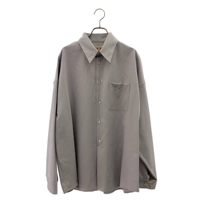 【新品】  MARNI / マルニ | トロピカル羊毛 ロングスリーブシャツ | 46 | 薄墨色 | メンズ