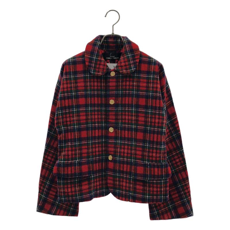 tricot COMME des GARCONS / トリココムデギャルソン | 2008AW | 羊毛 タータンチェック 丸襟 シングル上衣 | S | 赤いこと | レディース