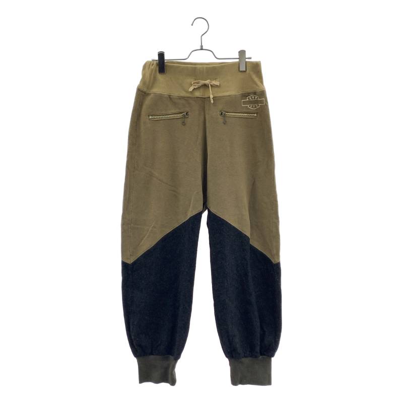 KAPITAL / かしら文字 | 異原料品うつり変わり 再打ち立てる スウェットパンツ | S | カーキ | メンズ