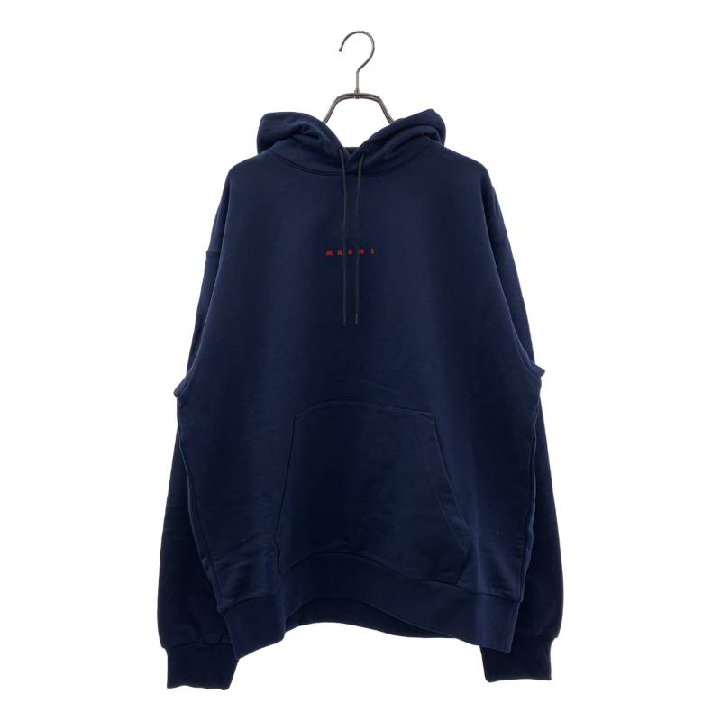 【新品】  MARNI / マルニ | ミニロゴタイプ 刷り上げる オーガニックコットン フーディー | 48 | BLUE KYANITE / 米国海軍 | メンズ