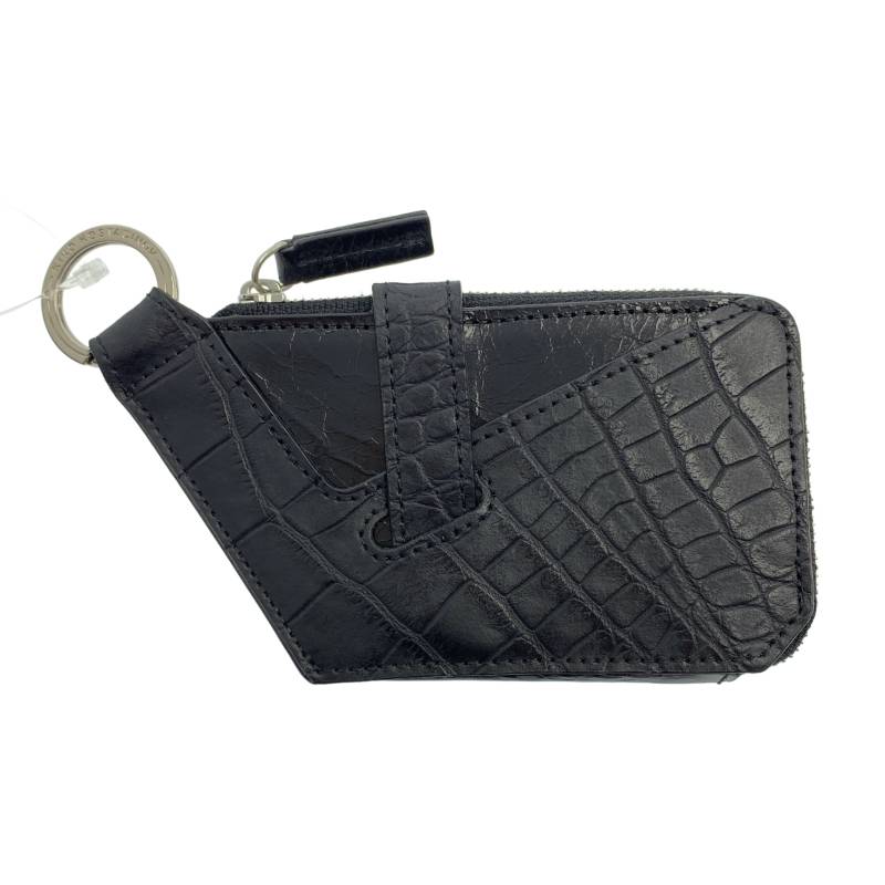 【新品】  Kiko Kostadinov / キココスタディノフ | 2025SS | OHNE WALLET 幾何学的 なめし革 コインケース | 黒いこと | メンズ