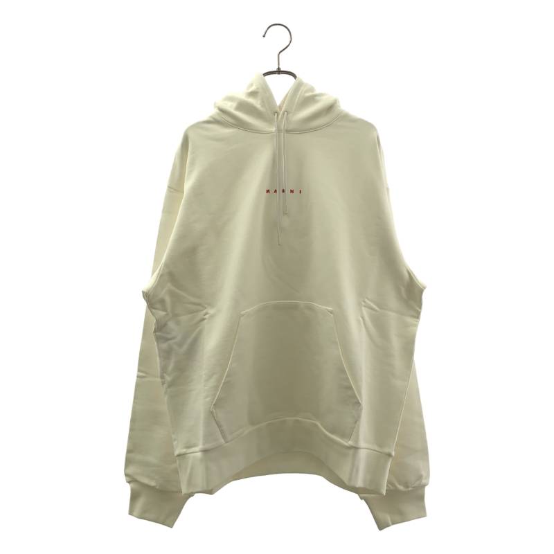 【新品】  MARNI / マルニ | ミニロゴタイプ 刷り上げる オーガニックコットン フーディー | 48 | NATURAL WHITE / 自然的 | メンズ