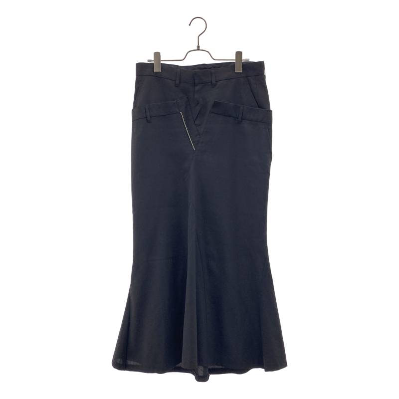 JUNYA WATANABE COMME des GARCONS / ジュンヤワタナベ | 2012SS | 羊毛混 レイヤードデザイン 太陽フレア ロングスコート | M | 黒いこと | レディース