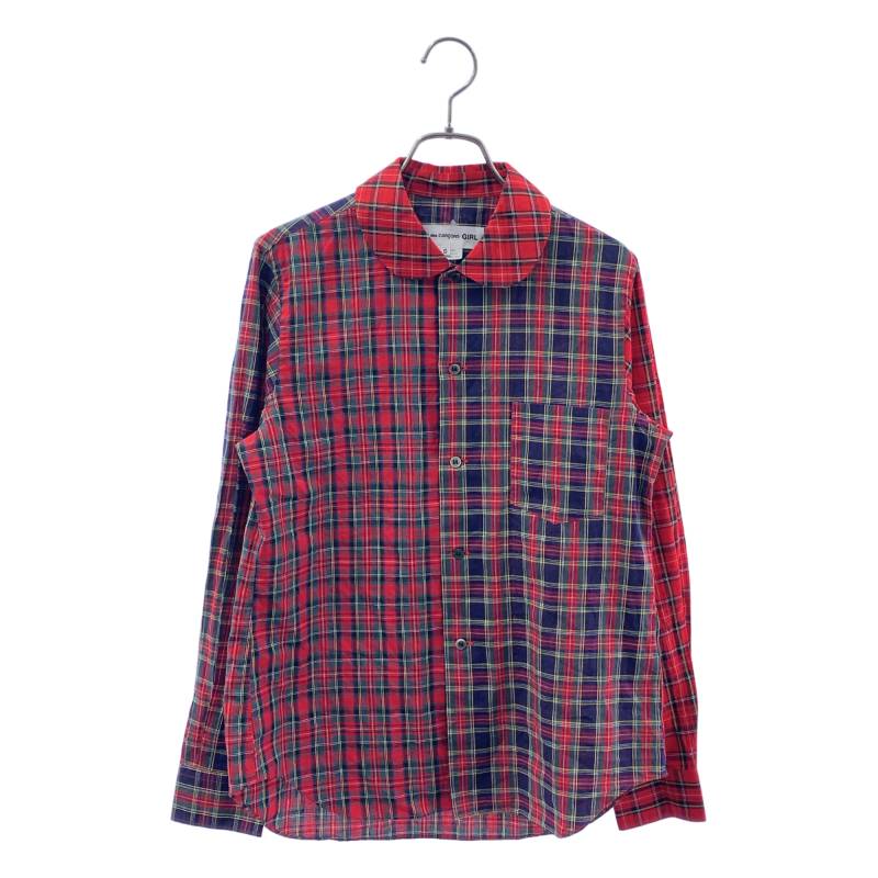 COMME des GARCONS GIRL / コムデギャルソンガール | 2020AW | タータンチェック 丸襟 プルオーバー トップ | S | 赤いこと | レディース