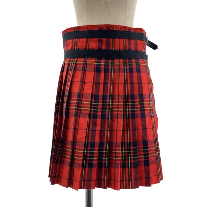 tricot COMME des GARCONS / トリココムデギャルソン | 2011AW | タータンチェック アシンメトリー ダブルアジャスター ラップ スカート | S | レッド | レディース｜KLD 店