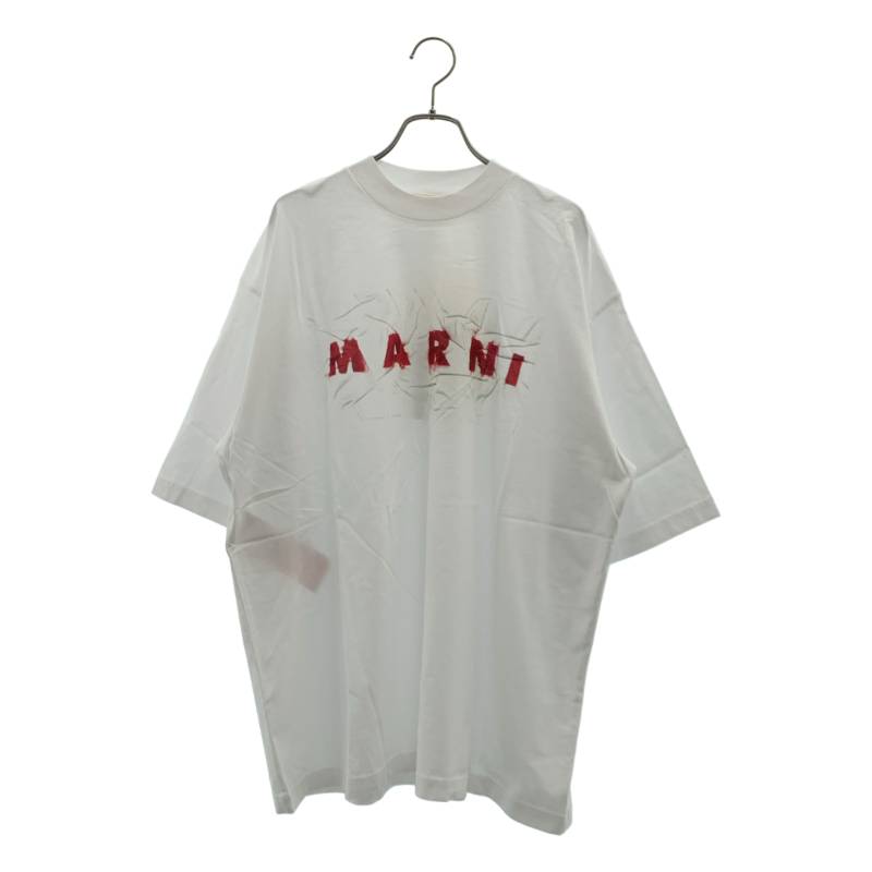 【新品】  MARNI / マルニ | オーガニックコットン ロゴタイプ刷り上げる ティーシャツ | 48 | LILY WHITE / 白いこと | メンズ