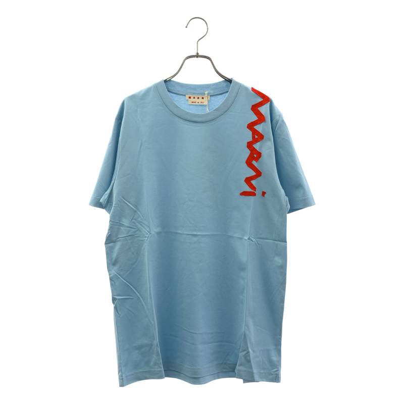 【新品】  MARNI / マルニ | メンディングロゴ オーガニックコットン ティーシャツ | 48 | LEADEN BLUE / ペールブルー | メンズ
