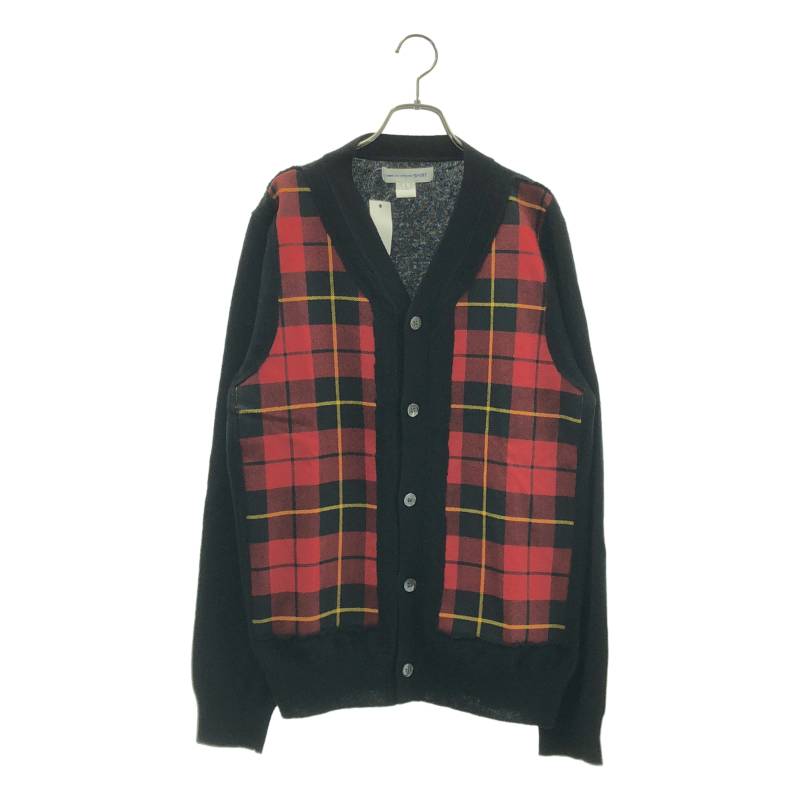 COMME des GARCONS SHIRT / コムデギャルソンシャツ | 2020AW | タータンチェック 綿ネル うつり変わり 編み物 ジレー | L | 黒いこと/赤いこと | メンズ