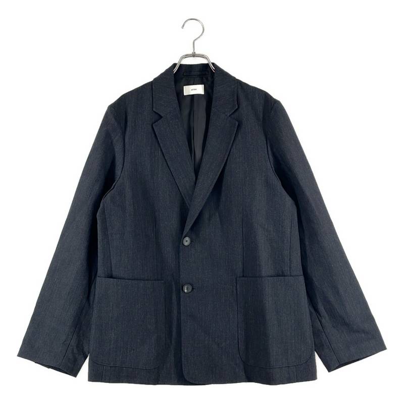 【美品】  ATON / エイ英トン | 2026SS | TWIST WOOL LINEN SEMI DOUBLE JACKET ダブル 上衣 | 2 | 黒いこと | メンズ