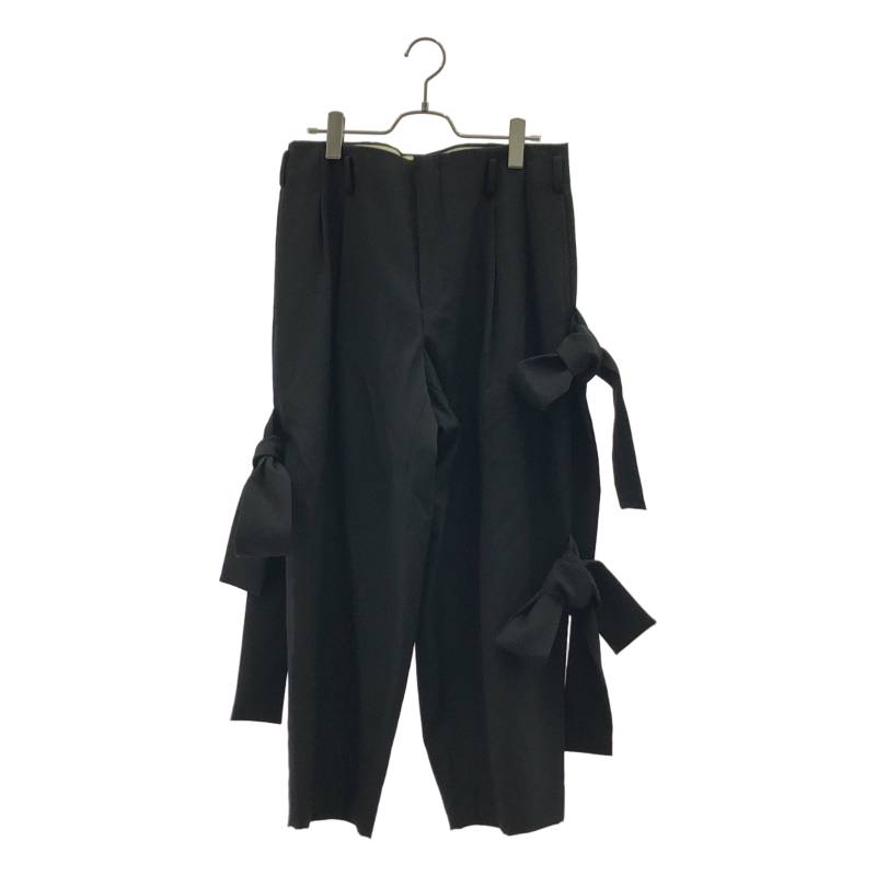 【美品】 COMME des GARCONS HOMME PLUS / コムデギャルソンオムプリュス | 2025SS | リボン装飾 2タック ワイドパンツ | S | ブラック | メンズ｜KLD 店