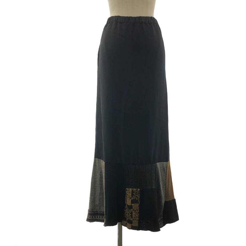 tricot COMME des GARCONS / トリココムデギャルソン | 1993SS | ポリエステル 異素材 切替 パッチワーク ウエストゴム スカート | ブラック | レディース|KLD 店