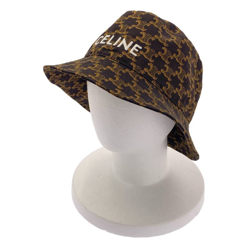 【美品】 CELINE / セリーヌ | 総柄 トリオンフ ロゴ バケットハット 帽子 | S | ブラウン | レディース｜KLD 店