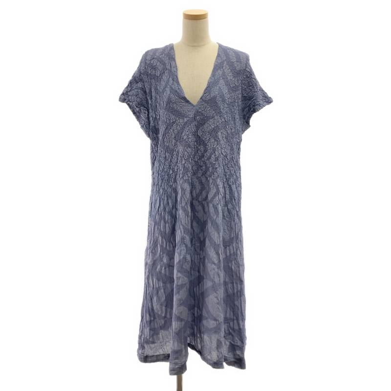 me ISSEY MIYAKE / ミーイッセイミヤケ | シワ加工 Vネック フレンチスリーブワンピース | グレー | レディース｜KLD 店