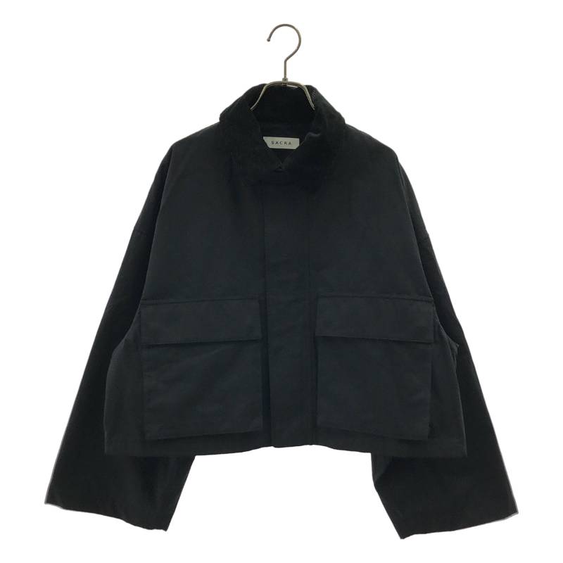 SACRA / サクラ | WAXED HIGH DENSITY CLOTH SHORT JACKET フィールドジャケット | 38 | ブラック | レディース|KLD 店