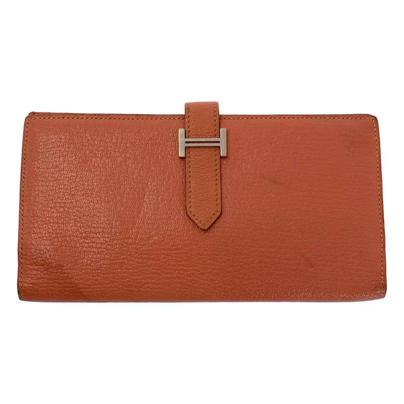 HERMES / エルメス | ベアンスフレ なめし革 ウォレット 長紙入れ | さくら色系 | レディース
