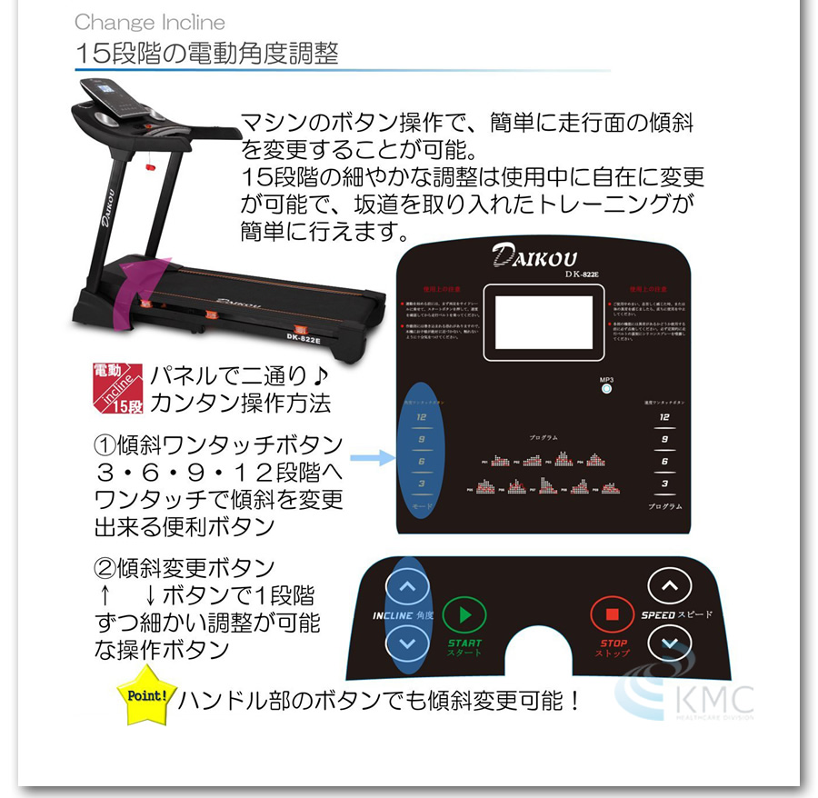 【楽天市場】ダイコウ DK-822E（DK822E）【デイケア】【リハビリ】【家庭用ランニングマシン】【ランニングマシン】【トレッドミル