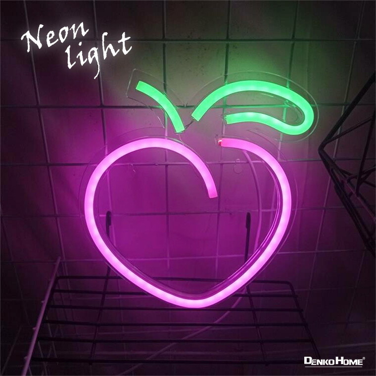 楽天市場】LED ネオンサイン 桃 ピーチ USB電源 ネオンライト ネオン管