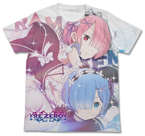 Re:ゼロから始める異世界生活 ラム&レム フルグラフィックTシャツ ホワイト Sサイズ
